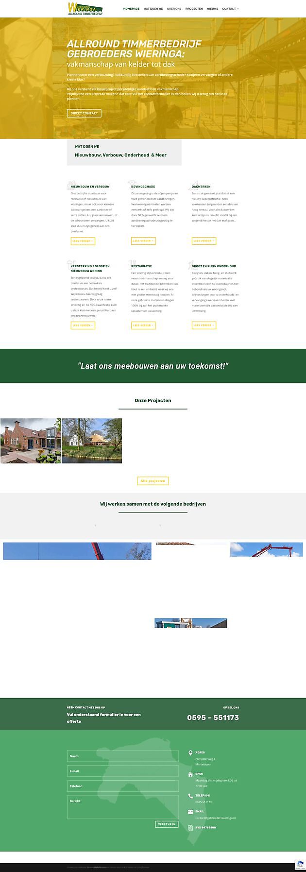 Website Allround Timmerbedrijf Wieringa Middelstum - A & S Advies- en Schrijfbureau Winschoten